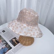 136 หมวกบักเก็ต หมวกแฟชั่นลูกไม้ ดอกไม้ มี2สีขาว/ชมพู หมวกแฟชั่นลูกไม้ หมวกบักเก็ตดอกไม้