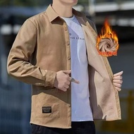 Workwear Corduroy Shirt Men Winter Fleece Thickened Warm Workwear Shirt Men