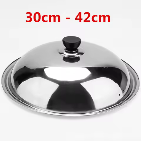 Cooking Wok Pan Lid Stainless Steel Universal Pan Cover Visible Replaced Lid Frying Wok Pot good Qua