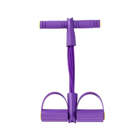 2PCS Flexible 4 Tube Pedal Resistance Band 6 Tube Dual Foot Pedals Foot Pedal Exerciser T Handle ABS