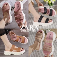 Zara 2025 Elegant Flat Comfy Raya Soft Bottom Wedges Sandals Sandal Wanita Raya 2025 Lawa Menawan Ha