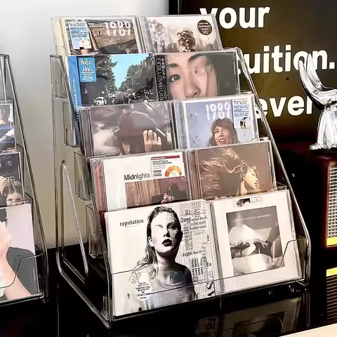 CD rack, album storage box, vinyl record, mini disc collection display rack, CD tape, transparent st