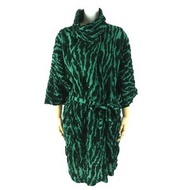 狀況極佳 △me ISSEY MIYAKE MIYAKE 21AW MI14FT761 棉質連身裙，帶腰帶，全身印花，天鵝絨點綴，高領，七分袖，綠色，日本製造，正品，女款。