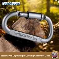 Techwaves Lightweight Locking Carabiner Clips D Shape Heavy Duty Keychain Hook Snap Buckle Outdoor C