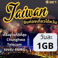 Taiwan SIM ซิมไต้หวัน Chunghwa เน็ตความเร็ว 4G/5G เต็มสปีด เริ่มต้น วันละ 500MB-1GB-2GB-3GB ใช้งานได