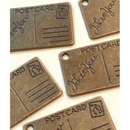 Charms - Postcard 25x16mm Antique Bronze 1pc / 5pc F001C
