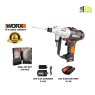 WORX WX-176 LI-ION SWITCHDRIVER (20V MAX 30 NM 6.35MM HEX 16 PCS DRILL BIT SET 1 X 2.0AH BATTERY 1 X