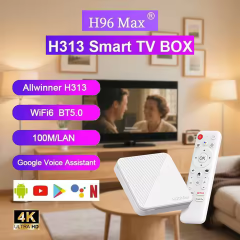 H96 Max H313 Android 14.0 Allwinner H313 ATV Smart TV Box 2.4G/5G WiFi6 BT 4K 2GB 16GB Media Video P