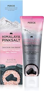 PERIOE Flouride-Free Himalayan Pink Salt Toothpaste, 3.4 oz - Charcoal Clean Mint w/Aloe Vera | Vega