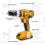 【hot sale】 [7467]INGCO by Winland Fast Charging Cordless Impact Drill 20V w/ 50 Acc. CIDLI2002 ING-
