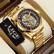 LIGE Stainless Steel Waterproof Chronograph Analog Quartz Men's Watch