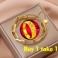 Original 18K Saudi Gold Pawnable Double Thick Bracelet for Women