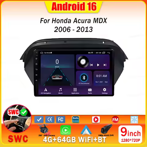 4G+64GB Car Radio For Honda Acura MDX 2006 2007 2008 2009 2010 - 2013 Wireless Carplay Stereo Androi