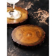 實木杯墊 圓形天然木樁 隔熱墊餐桌墊防滑墊 創意雞尾酒裝飾墊
