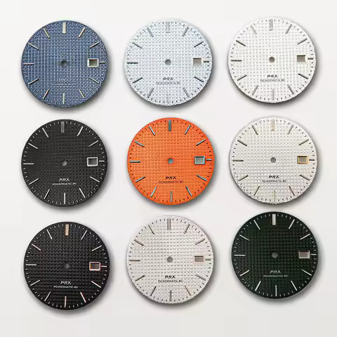 31.8mm No Logo Waffle Texture Indexes Watch Dial For Tissot PRX Seiko NH35/36 Automatic Movement Cas