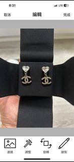 Chanel 心形水鑽耳環