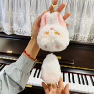 Cat keychain Charm with cotton tail, cat tail accessory