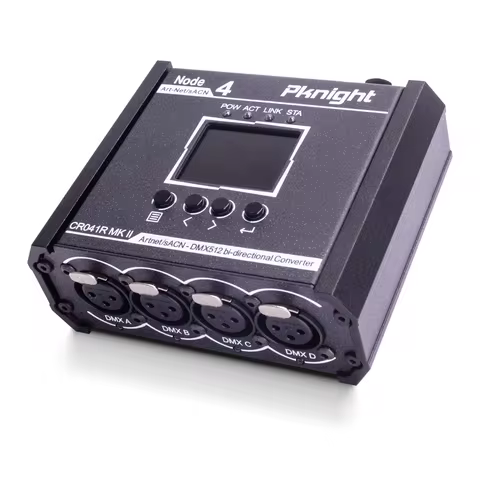 Pknight 4-Port Bidirectional Art-Net/sACN to DMX512 Converter, Compact Node with PowerCON, PoE & USB