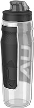 Under Armour 32oz Playmaker Squeeze Water Bottle, Sanitary Cap Cover, High Flow Push/Pull Nozzle, Non-Slip Grip, Finger Loop Carry, Fits Bike Holder, Cycling, Gym, Hiking, All Sports