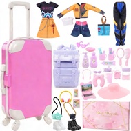 37 PCS Doll Travel Accessories Includes Gift Box Travel Luggage Suitcase 3 Clothes 1 Backpack 2 Pair