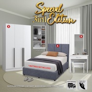 <FOC PILLOW>SKL Furniture 3IN1 BEDROOM SET MIA SINGLE 3FT Divan Set /Set Bilik Moden/Bedroom Set Mod