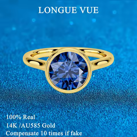 AU585 Gold 14K Rings for Women Lab Grown Ruby Emerald Sapphire Jewelry Round Moissanite Wedding Enga