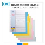 CBE PAPER COLOR INDEX DIVIDER  5 COLOR - A4 - 11 HOLES - 10 SET (50 SHEETS)