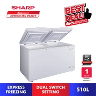 Sharp 510L Chest Freezer SJC518 with Dual Switch Setting 2-1 Chest Chiller / Fridge or Freezer