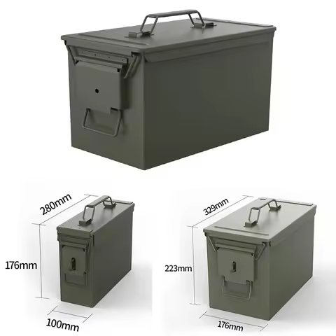 Ammo Can Steel Multifunction Ammo Box Waterproof Safe Box Ammunition Valuables Storage Lockable Can 
