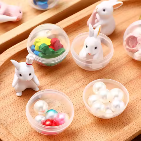 50 Pcs Transparent Round Plastic Balls Empty Storage Gumballs Vending Candy Boxes Gift Packaging Par