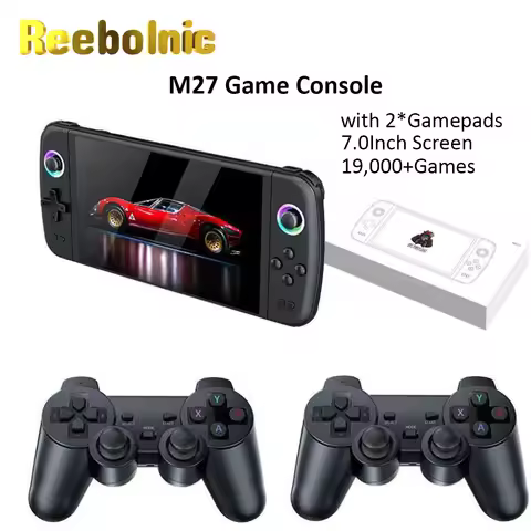 Reebolnic M27 Game Console with 2 Gamepads Retro Handheld Game Console 7.0Inch IPS Screen 30+Simulat
