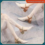 [Hot Sale] Size34-41 Sandal Kulit Lembut Yang Benar-Benar 2023 Tumit Tengah Baru Sepadan Dengan Tumi