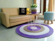 Karpet Anyaman Rotan Bulat / Rug Anyaman Seagrass 120 cm / Karpet Bulat Ruang Tamu / Tikar Bulat Any