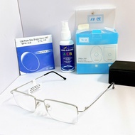 KT500 half-rimmed 0-degree fashion glasses, bright Silver, Japanese-fashion 0-degree lenses, super l