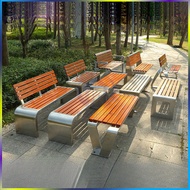 Park Bench Stainless Steel Outdoor Bench Anti-Corrosion Plastic Wood Metal Seat Outdoor Backrest Ben
