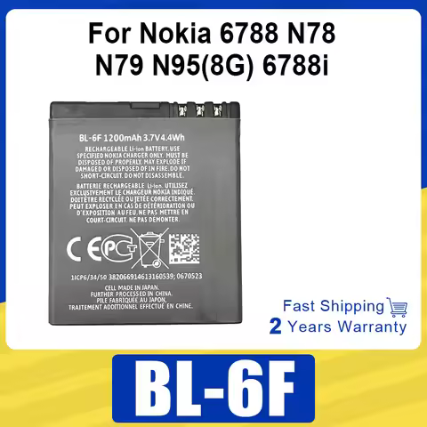 New Rechargeable Battery BL-6F Battery For Nokia 6788 N78 N79 N95(8G) 6788i Battery 6F BL6F Replacem