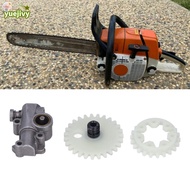 YUEJIPH Chain Saw Oil Pump, Metal Silver Oil Pump Gear, Easy to Install Compact Round Oil Pump Worm 