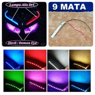 MERAH UNGU HIJAU MATA LED DEMON 9 eyes points DEVIL eyes car motorcycle lights 12 VOLT 12v colorful 