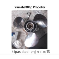 Original Yamaha 20hp/30hp 97/8x13-F propeller kipas steel enjin Baru
