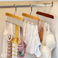 Missbeaty Solid Wood 8-Hook Non-Slip Hanger | Bra Belt Tie Underwear Organizer