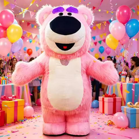 Inflatable Lotso Bear Mascot Costume Plush Blow Up Furry Suits Halloween Carnival Fancy Party Access