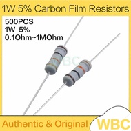 500Pcs 1W 5% Carbon Film Resistors 0.1~1M 2R 22R 100R 220R 1K 1.5K 2.2K 4.7K 10K 22K 47K 100K 100 22