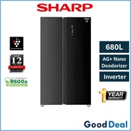 Sharp 6822MS 6822GK 680L Inverter Side by Side Refrigerator Peti Sejuk Fridge