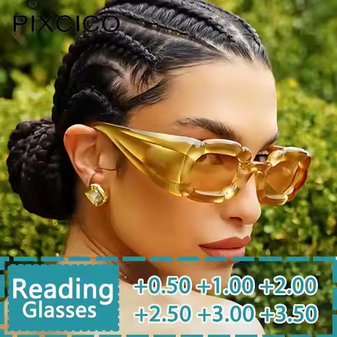 R56868 Women Fashion Y2K Reading Glasses Dioptric +0.5 ~ +3.5 New Candy Color Punk Presbyopic Specta