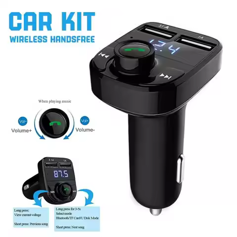 1/2pcs Bluetooth FM Transmitter Car Hands-Free Calling Radio Receiver Mp3 Music Stereo Adapter Dual 
