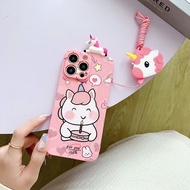 Samsung Galaxy ON7 2016 ON7 C7 Pro C9 C9 Pro A03 A03 Core 2015 J2 Prime  A04 A04E M04 F04 A05 A05S A24 4G Cartoon Unicorn Phone Case (Including Stand Doll &amp; Lanyard)