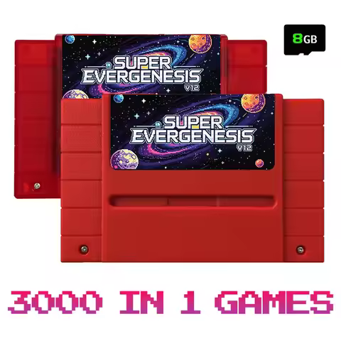 Super EVERGENESIS 3000 in 1 SFC Game Card OS V12 With 8GB TF Card For 16-bit US SNES Video Game Cons