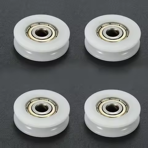 4pcs U Groove Nylon Round Pulley Ball Bearing Wheel Roller for Door Windows Shower Pulleys Drawer