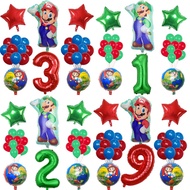 26pcs/Set Super Mario Bros Foil Balloons 32in Number Boy Girl Toys Mario and Luigi Baby Shower Birthday Game Party Decorations