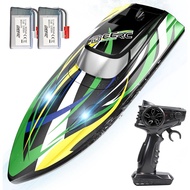 DEERC Fast RC Boat dengan Lampu LED, 30+KM/J, Bot Perlumbaan Kawalan Jauh Berkelajuan Tinggi, Mampu 